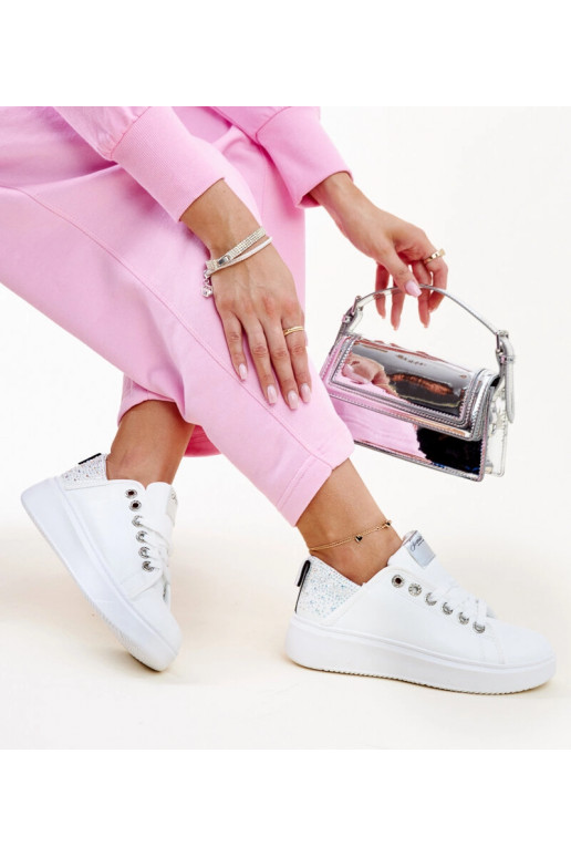 Bielo-strieborné sneakersy s...