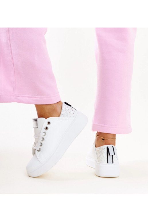 Bielo-strieborné sneakersy s...