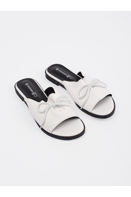 biela farba papuče płaksie s lukom