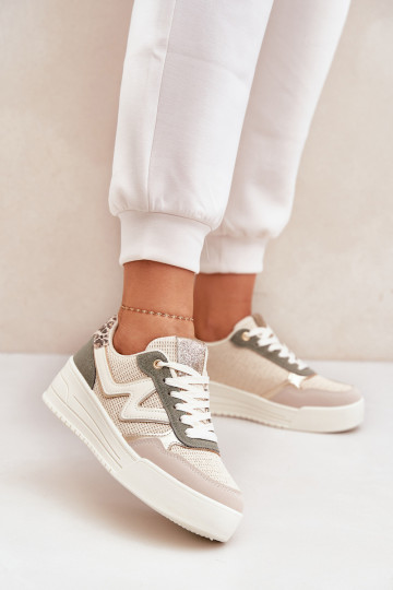 tenisky Dámske s platformou so vzormi leopardej kožušiny zelená farba Lorori 2