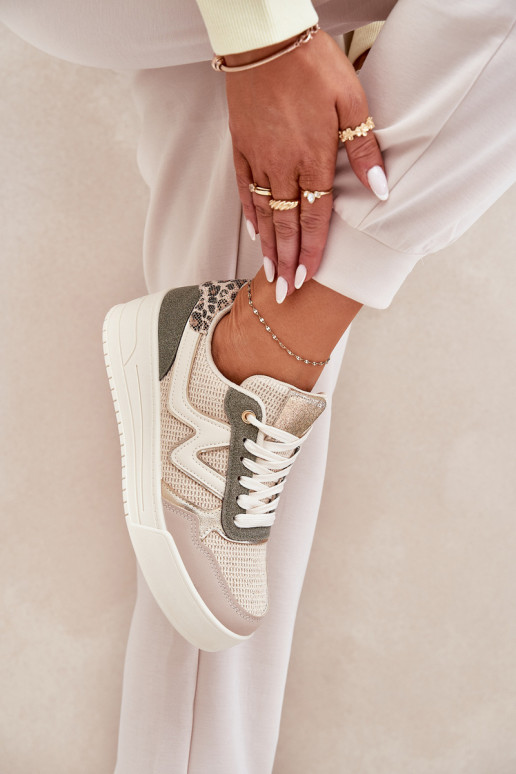 tenisky Dámske s platformou so vzormi leopardej kožušiny zelená farba Lorori