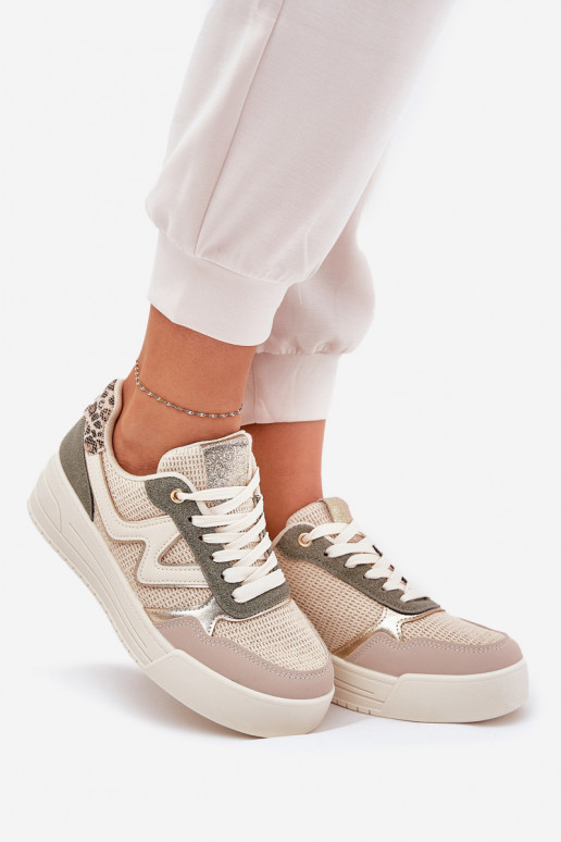 tenisky Dámske s platformou so vzormi leopardej kožušiny zelená farba Lorori