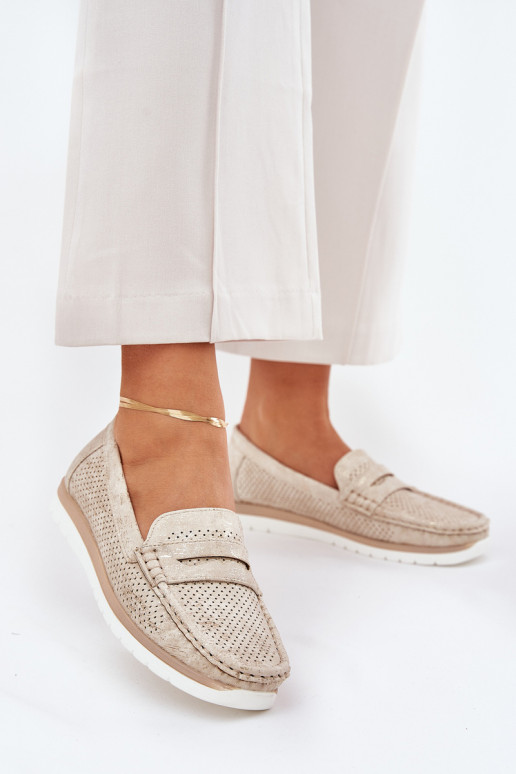 dámske mokasíny z eko kože zlatej farby Bralithia