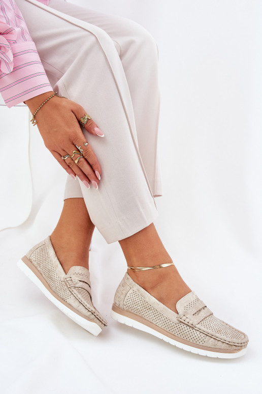 dámske mokasíny z eko kože zlatej farby Bralithia