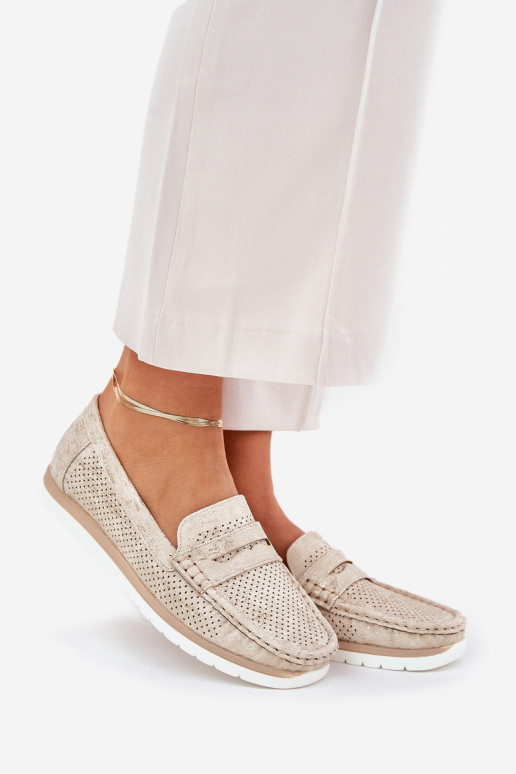 dámske mokasíny z eko kože zlatej farby Bralithia