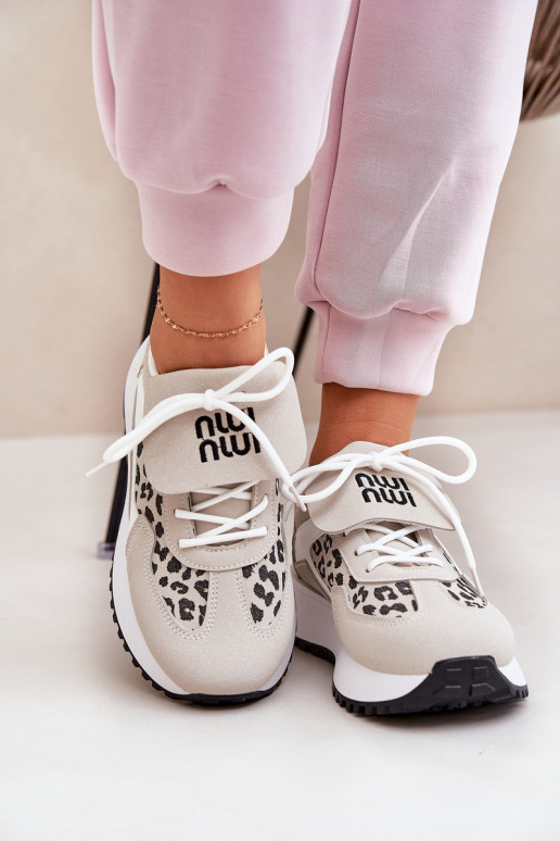 tenisky Tenisky model obuvi Dámske s platformou so vzormi leopardej kožušiny biely-béžová Pumbes