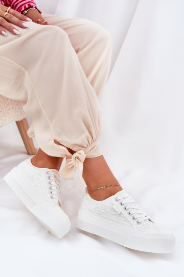 s čipkovými motívmi Bežná obuv Big Star RR274747 biela farba 2