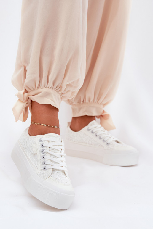 s čipkovými motívmi Bežná obuv Big Star RR274747 biela farba s čipkovými motívmi Bežná obuv Big Star RR274747 biela farba