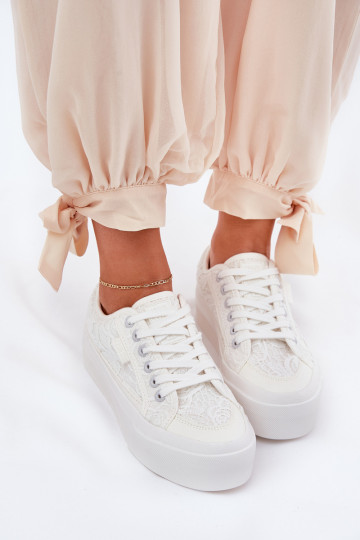 s čipkovými motívmi Bežná obuv Big Star RR274747 biela farba