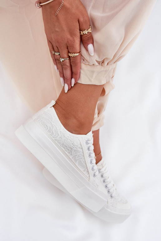 s čipkovými motívmi Bežná obuv Big Star RR274747 biela farba s čipkovými motívmi Bežná obuv Big Star RR274747 biela farba