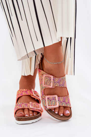 Dámske papuče s prackami A trblietky S.Barski RB51-006 oranžová 2