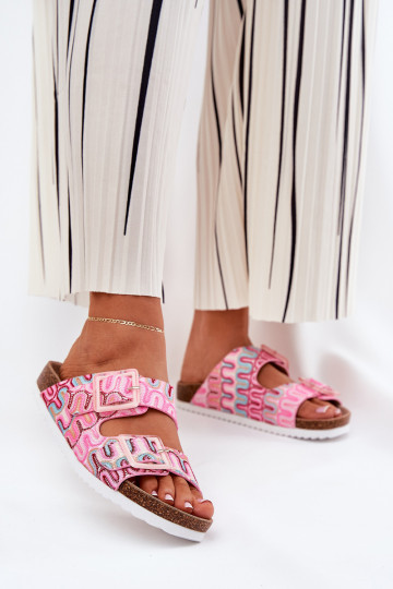 Dámske papuče s prackami A trblietky S.Barski RB51-006 Ružová