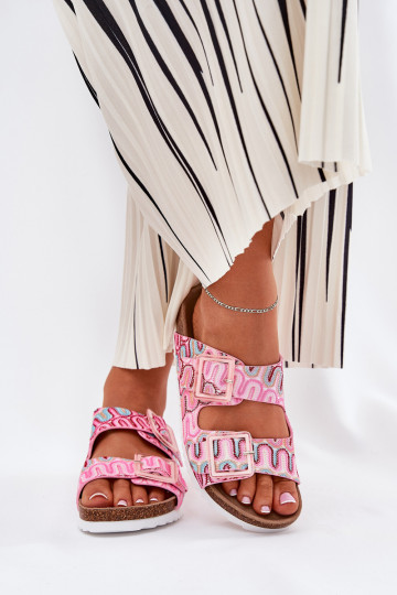 Dámske papuče s prackami A trblietky S.Barski RB51-006 Ružová 2