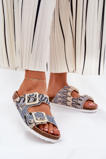 Dámske papuče s prackami A trblietky S.Barski RB51-006 béžová 2