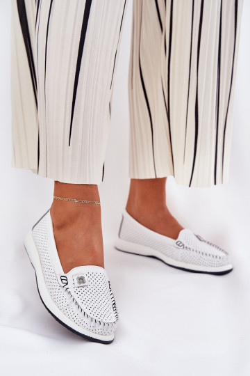 Kožené dámske mokasíny S.Barski LR51-673 biela farba 2