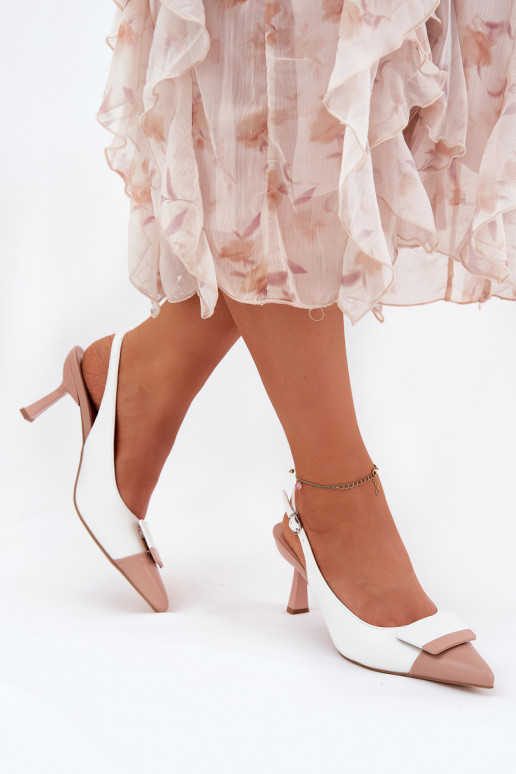 Elegantný štýl štekle s ozdobami Eko Kožené biela farba Ottoles