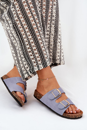 Dámske papuče s platformou Ze zlatej farbymi s prackamimi Modrá Lisavionea