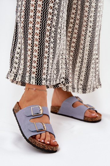 Dámske papuče s platformou Ze zlatej farbymi s prackamimi Modrá Lisavionea 2