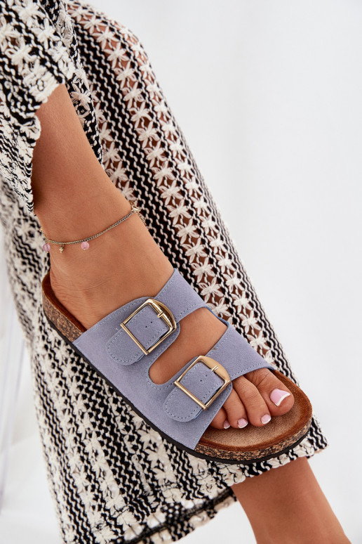 Dámske papuče s platformou Ze zlatej farbymi s prackamimi Modrá Lisavionea Dámske papuče s platformou Ze zlatej farbymi s prackamimi Modrá Lisavionea