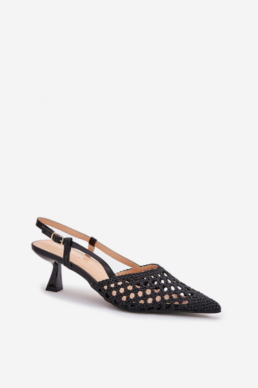 štekle Ze Szpiczastym Noskiem I Odkrytą Piętą čierna Umirana štekle Ze Szpiczastym Noskiem I Odkrytą Piętą čierna Umirana