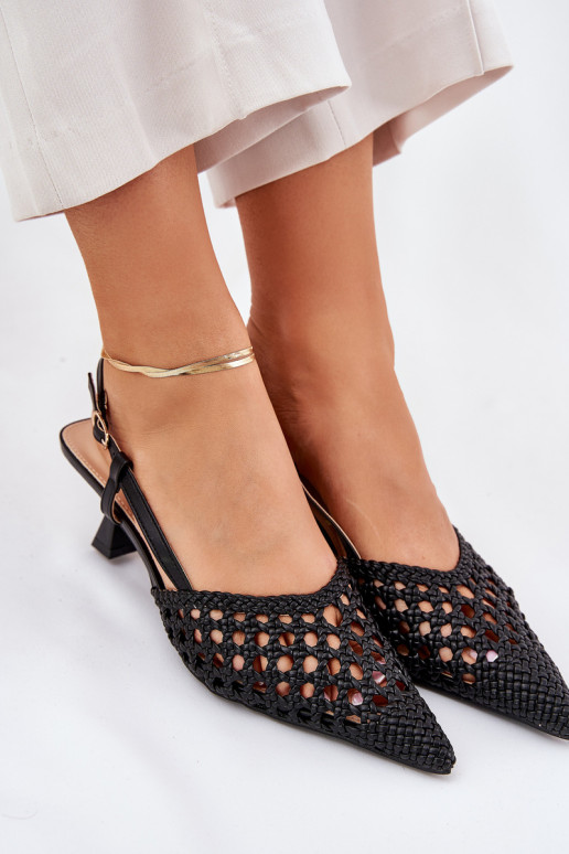 štekle Ze Szpiczastym Noskiem I Odkrytą Piętą čierna Umirana štekle Ze Szpiczastym Noskiem I Odkrytą Piętą čierna Umirana