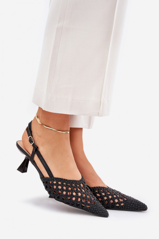 štekle Ze Szpiczastym Noskiem I Odkrytą Piętą čierna Umirana štekle Ze Szpiczastym Noskiem I Odkrytą Piętą čierna Umirana