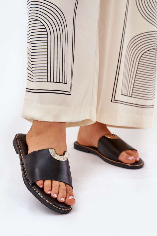 Dámske papuče Eko Kožené S Ornatemi Detalami čierna Mevith Dámske papuče Eko Kožené S Ornatemi Detalami čierna Mevith