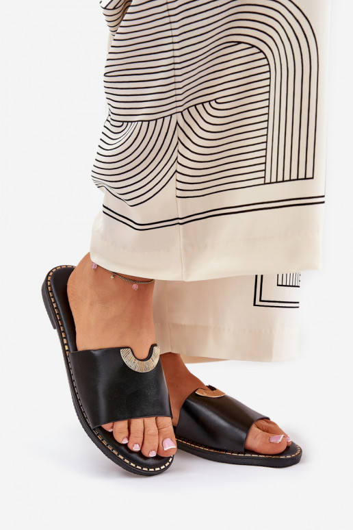 Dámske papuče Eko Kožené S Ornatemi Detalami čierna Mevith Dámske papuče Eko Kožené S Ornatemi Detalami čierna Mevith