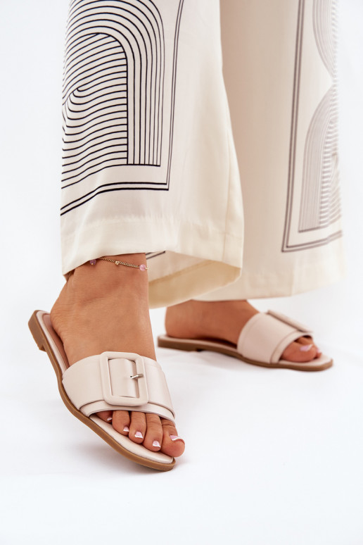 rovná sa Dámske papuče Eko Kožené s prackami béžová Bamma rovná sa Dámske papuče Eko Kožené s prackami béžová Bamma