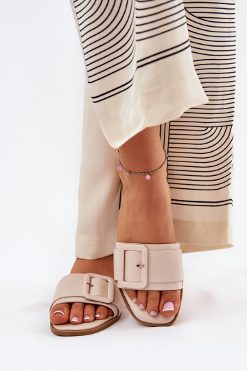 rovná sa Dámske papuče Eko Kožené s prackami béžová Bamma 2