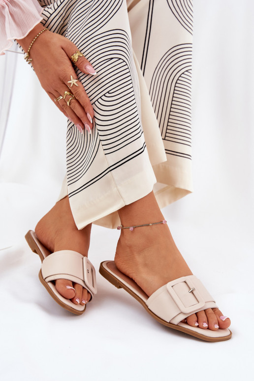 rovná sa Dámske papuče Eko Kožené s prackami béžová Bamma rovná sa Dámske papuče Eko Kožené s prackami béžová Bamma