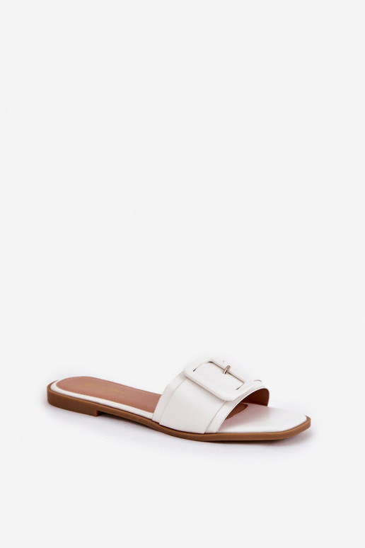 rovná sa Dámske papuče Eko Kožené s prackami biela farba Bamma rovná sa Dámske papuče Eko Kožené s prackami biela farba Bamma