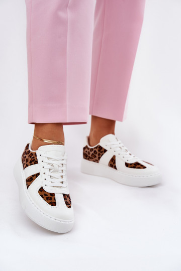 sneakers model s platformou dámske s vzorom biele Įjungtativira