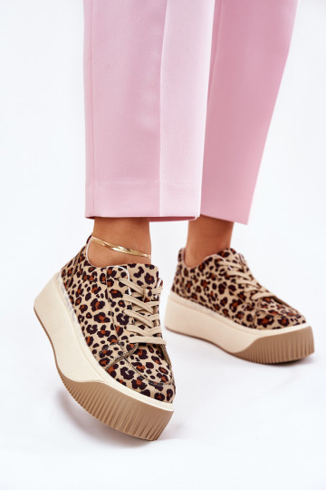 Tenisky model obuvi s platformou so vzormi leopardej kožušiny Hnedá farba Tirvanis