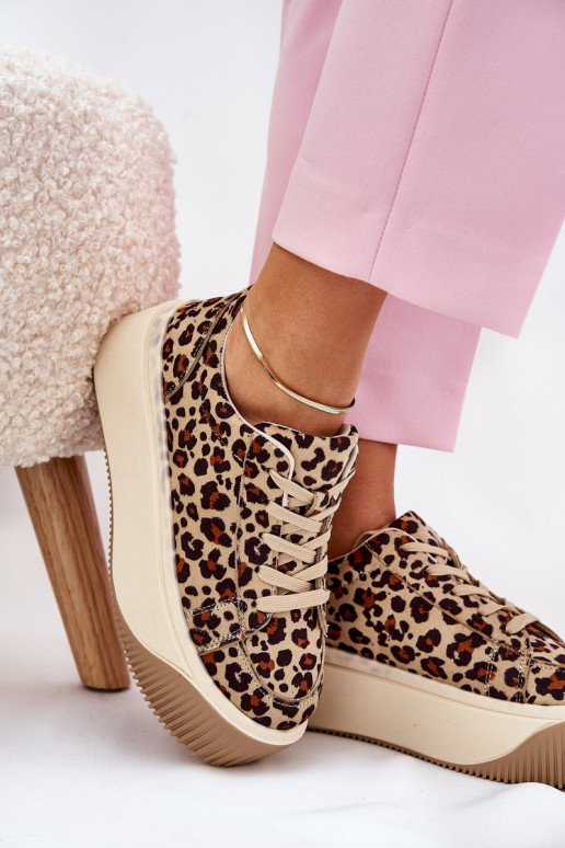 Tenisky model obuvi s platformou so vzormi leopardej kožušiny Hnedá farba Tirvanis
