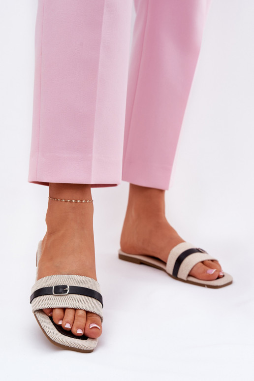 rovná sa Dámske papuče s popruhmi I s prackami béžová-čierna Zilina