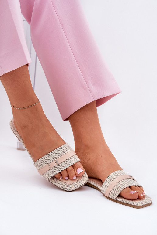 rovná sa Dámske papuče s popruhmi I s prackami béžová Zilina