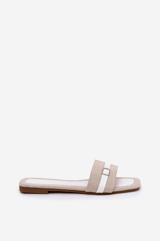 rovná sa Dámske papuče s popruhmi I s prackami béžová-biela farba Zilina