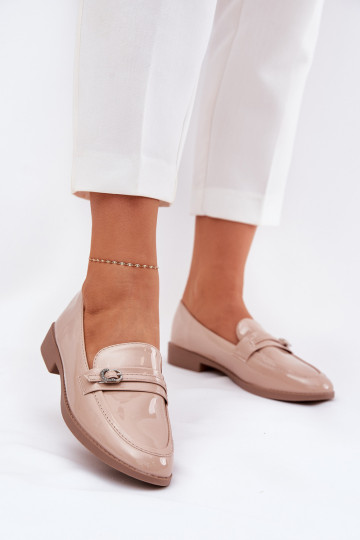 Lakované mokasíny Dámske ozdobiť s prackami béžová Mollan 2