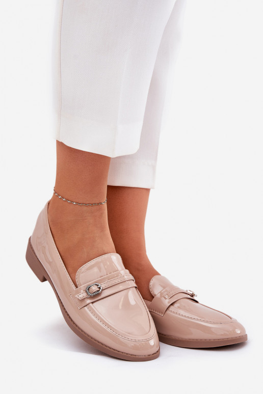 Lakované mokasíny Dámske ozdobiť s prackami béžová Mollan