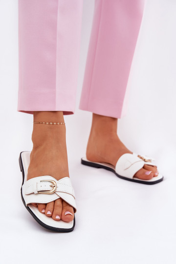 rovná sa Dámske papuče so zlatými prackami biela farba Esiobb