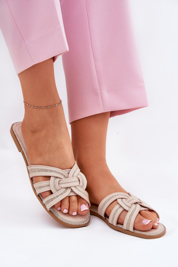 Papuče Dámsky byt Z Przeplatającymi Się Paskami béžová Acimine