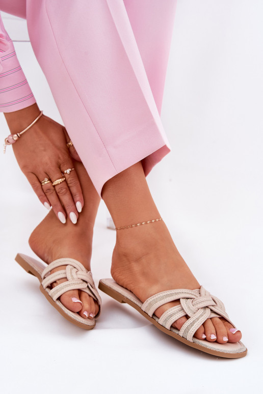 Papuče Dámsky byt Z Przeplatającymi Się Paskami béžová Acimine