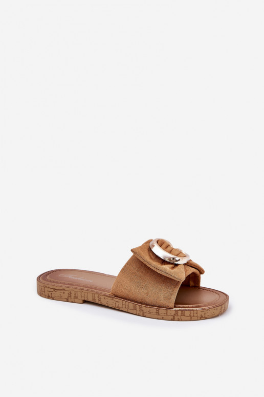 rovná sa Dámske papuče S Ornatem Detalem Hnedá farba Nellodra