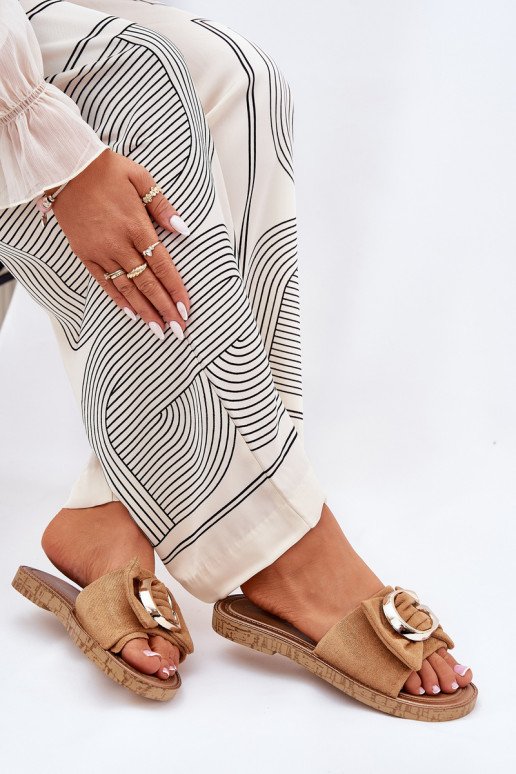 rovná sa Dámske papuče S Ornatem Detalem Hnedá farba Nellodra