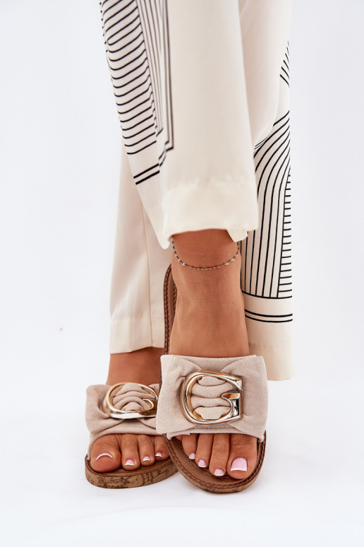 rovná sa Dámske papuče S Ornatem Detalem béžová Nellodra