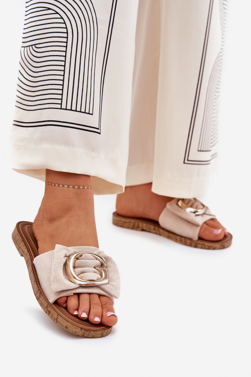 rovná sa Dámske papuče S Ornatem Detalem béžová Nellodra