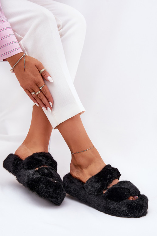 s kožušinou Papuče Dámske s platformou čierna Talfedi