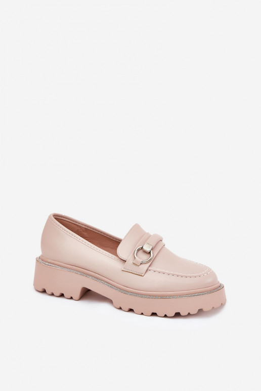 dámske mokasíny Zdobené Cyrkoniami béžová Patina