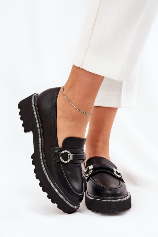 dámske mokasíny Zdobené Cyrkoniami čierna Patina